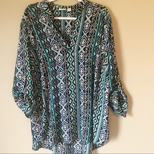 Cato tribal print long sleeve top